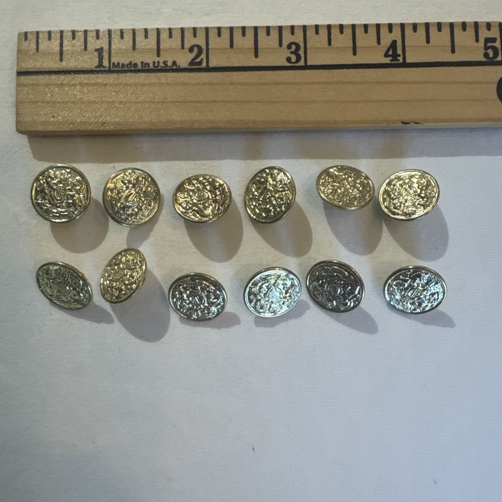 Vintage Lot Of 12 Gold Coat of Arms Shank Buttons: Sewing & Crafting